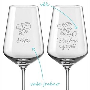 Pieskované poháre na víno Anjelské narodeniny 2 ks