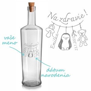 Pieskovaná fľaša Olea Piede Narodenie dieťaťa 0,7 l