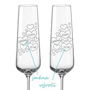 Poháre na sekt Sandra k výročiu Srdce, 2 ks